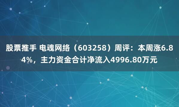 股票推手 电魂网络(603258)周评:本周涨6.84%,主力资金合计净流入4996.80万元